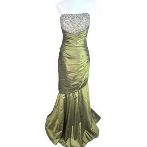 MoriLee Strapless Jewel Pleated Green Mermaid Gown 10 Formal Prom Pageant thumbnail 2