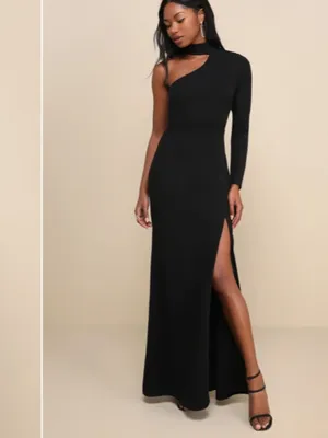 LULU's Prom Wedding Sexy Chic Modern Minimalistic Chic Elegant One Shoulder Maxi thumbnail 2