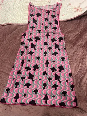 Cider Pink, Mint & Gray Swirl Print Slip Dress thumbnail 1