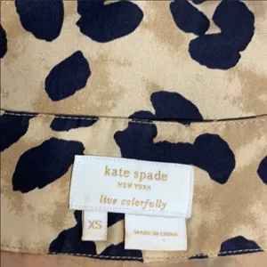 Kate spade silk leopard celesta print bow tank‎ top sz XS thumbnail 4