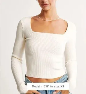 Abercrombie Ottoman Long Sleeve Square Neck Top thumbnail 1