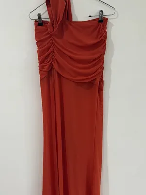 Outcast Leilani Burnt Orange One Shoulder Ruched Maxi Dress Size M Sexy thumbnail 2