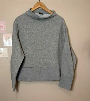 Nike women gray mockneck sweatshirt oversized cotton fall casual preppy XL thumbnail 1