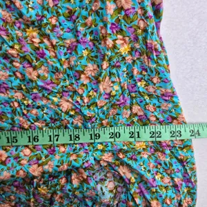 Silk & Salt‎ NWT Teal Floral Halter Maxi Dress Tie Waist Double Slit Medium thumbnail 12