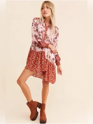 Anthropologie NEW NWT Asymmetrical Mini Dress Size XL Women’s Colorful Floral thumbnail 6
