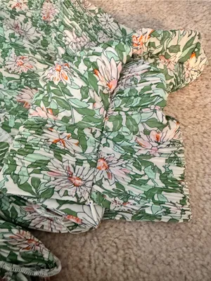 Lulu’s Green Floral Printed Pleated One Shoulder Top thumbnail 4