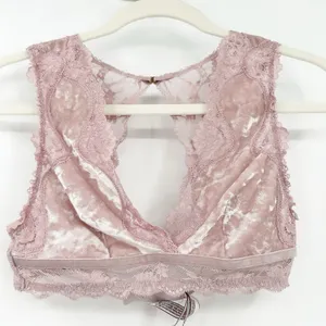 Victorias Secret VS Dream Angels Plunge Crushed Velvet Lace Bralette Size S Pink thumbnail 2
