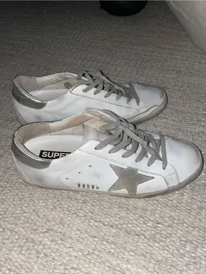 Golden Goose Women's Super-Star with silver heel tab and metal stud lettering thumbnail 3