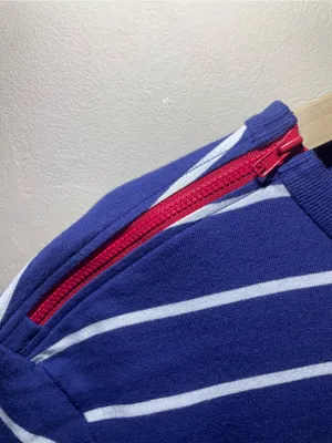 Ralph Lauren Blue & White Striped Maxi Dress with Red Logo, zipper detail-large thumbnail 5