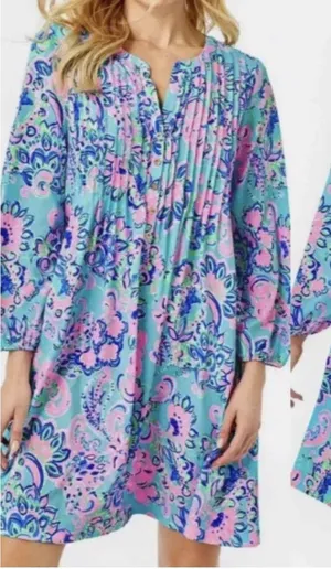 Lilly Pulitzer Chillylilly Seana Dress XS UPF50 Horizon Jungle Sunrise Oversized thumbnail 1