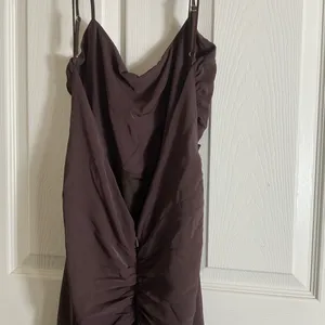 NWT Zara brown open-back maxi dress with back ruching size large thumbnail 11