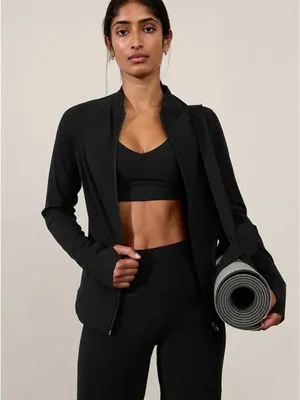New Athleta M Salutation Jacket Black Size Medium thumbnail 1