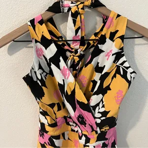 Skylar Rose Multicolor Floral Print Faux Wrap Style V Neck Skirted Romper Size S thumbnail 3