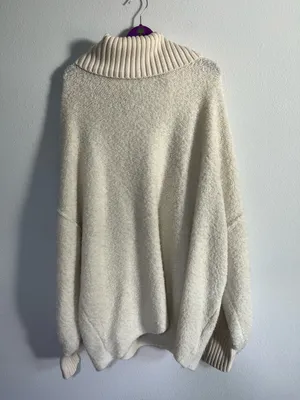 Free People Milo Cowl Cozy Cream Turtleneck Women's Sweater Size Large thumbnail 3