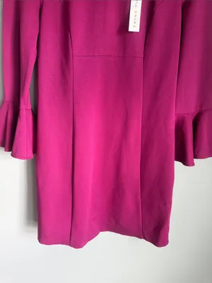 NEW Trina Turk Magenta Pink Bell Sleeve Dress thumbnail 6