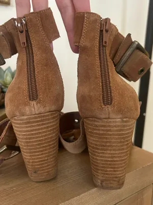 Jeffrey Campbell Free People Hendrix Heels Suede Leather Buckle Tan Brown Size 9 thumbnail 8