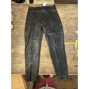Abercrombie & Fitch Vegan Leather Leggings Size XL High Rise Zipper Ankle Black thumbnail 2