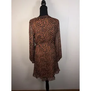 gianni bini avery long sleeve wrap‎ dress print large nwt Leopard Cheetah Animal thumbnail 2