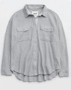 Aerie LumberJane Waffle Shirt Grey thumbnail 1