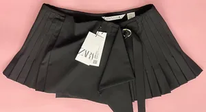 ZARA Mini Pleated Skirt Black thumbnail 1