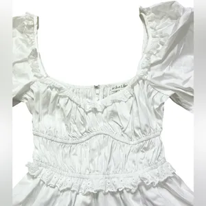 Graduation For Love And Lemons Jackson White Cottagecore Puff Sleeve Mini Dress thumbnail 5