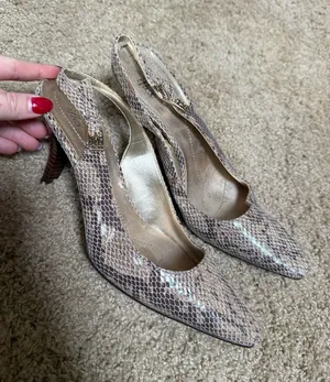 Anne Klein snake print pointed toe heel thumbnail 1