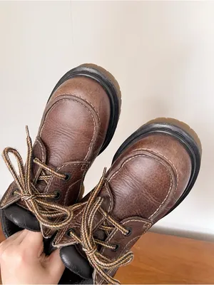 Dr Martens • vintage 8458 lace up boots ankle brown leather chunky lug sole MIE thumbnail 4