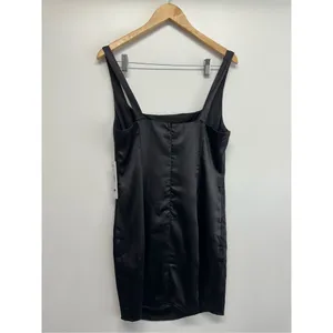 AQUA Mini‎ Satin Dress Size Large Black Square Neck Sleeves Exclusive NWT thumbnail 9