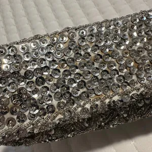 Women’s Beaded Bead Sequin Hand Bag Evening Purse Silver Tone - Needs TLC thumbnail 7