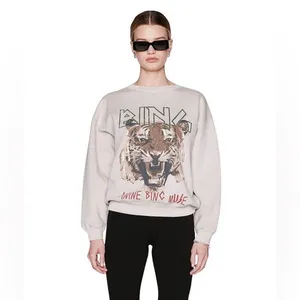 Anine Bing Tiger Sweatshirt In Stone, Size Small thumbnail 16
