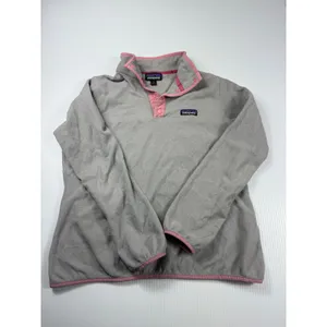 Patagonia Fleece Pullover Snap-T Lightweight Pink‎ Trim Women's Medium thumbnail 6