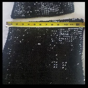 Vintage 90’s black Sequin stretch mini skirt and tube top thumbnail 3