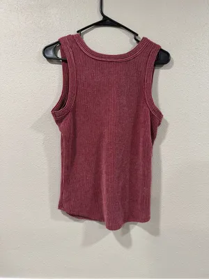 BKE Ribbed Henley Tank Top in Burgundy thumbnail 5