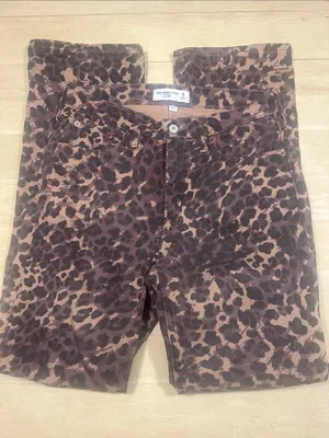 Abercrombie The Baggy Low Rise Curve Love Leopard Jeans Sz 26 thumbnail 7