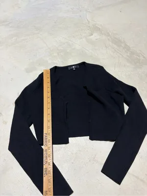 7 for all mankind Black Cropped Open-Front cardigan Sweater XS thumbnail 3
