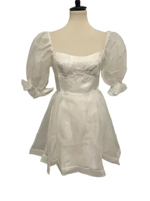 Hello Molly White Puff Sleeve Mini Dress thumbnail 5