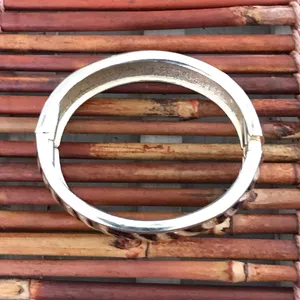 Tiger stripe hinged cuff bracelet black and gold tone thumbnail 3