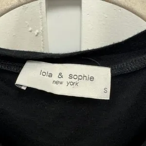 Lola‎ & Sophie New York Women's Black Banded Bubble Hem Mixed Media Top Small thumbnail 5