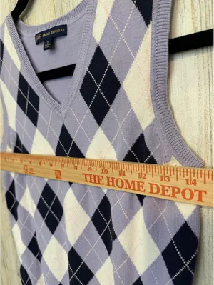 Brooks Brothers 346 Womens Small Purple Argyle V-Neck Vest thumbnail 7