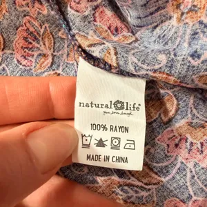 Natural Life Womens S Purple Floral Rayon Boho Tie Neck Balloon Sleeve Blouse thumbnail 6