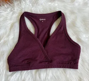 Quince Ultra-Soft V-Neck Racerback Bra Maroon Women's Medium thumbnail 1
