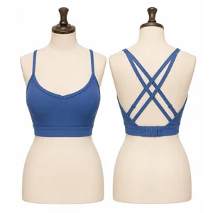 OFFLINE by Aerie Sports Bra Women Small Blue Ribbed Strappy Back Athleisure thumbnail 2