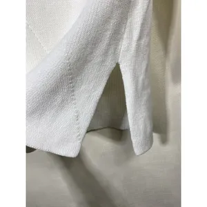 Chicos White Cashmere Cotton Pullover‎ Sweater Sz 2 L High Neck Ribbed Minimal thumbnail 4