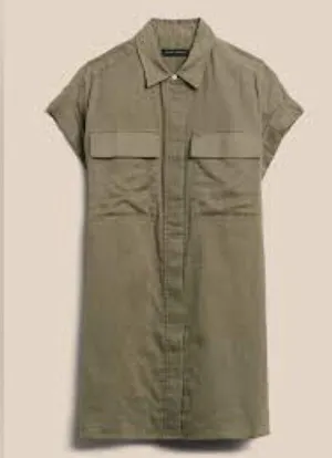 Banana Republic Utility Shirtdress Olive Green S thumbnail 1