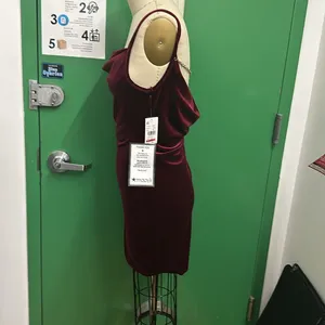 Apparel Embellished Cowl Neck Velvet Dress in Wine thumbnail 6
