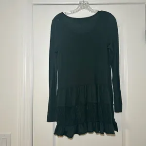 Knitted & Knotted Anthropologie Green Tiered Ruffle Tunic Sweater Small cottage thumbnail 6