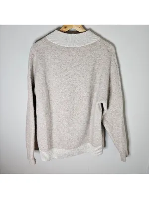 Lululemon Alpaca Wool-Blend V-Neck Sweater Heathered White Opal M thumbnail 4