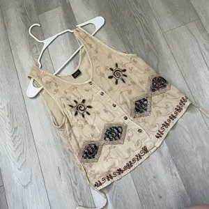 Renaissance Embroidered Tank Top cotton crop womens Beige (one size) boho fairy thumbnail 1