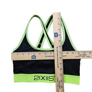 2XIST Micro Cross-Back Sports Bra Womens Small Black Green Sportswear thumbnail 6