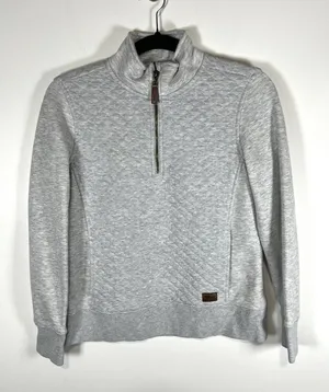 L.L. Bean Womens Quilted‎ Quarter Zip Pullover Sweatshirt Long Sleeve Gray SZ XS thumbnail 1
